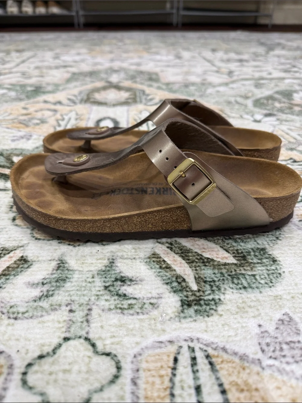 Birkenstock Metallic Rose Gold Thong Sandals